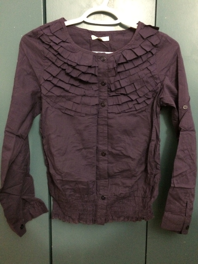 紫色荷叶褶皱长衫（OL款）.JPG